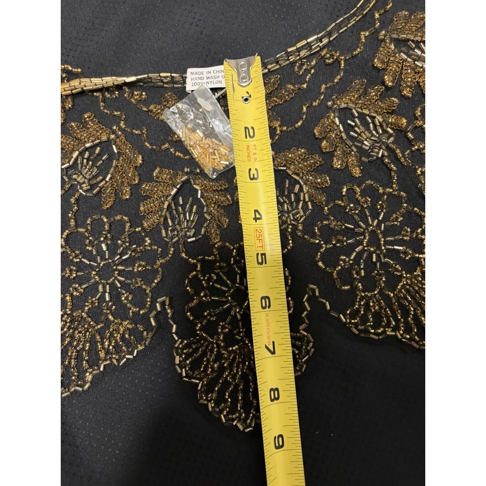Vtg. Victorian Style Gold Glass Beaded Collar Scarf ~Scalloped Evening Glam NWT - Picture 8 of 13